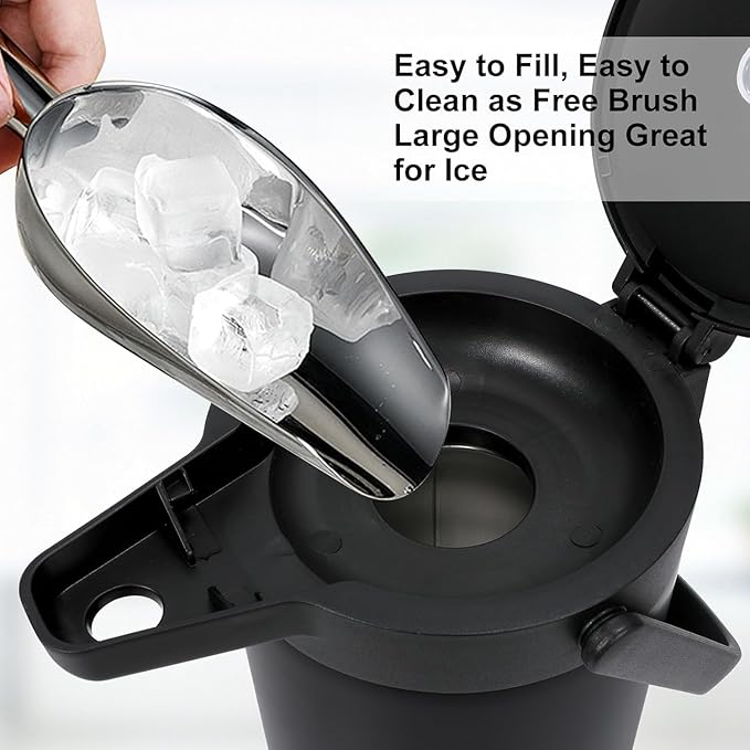 Updated Airpot Coffee Dispenser with Pump, 85 OZ Insulated Thermal Coffee Carafe for Keeping Hot - Cold Water, Party Chocolate Drinks & Stainless Steel Thermos Urn Large Thermal Hot Drink (Black)