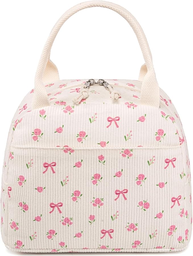 Bluboon Lunch Bag for Women Men Cute Corduroy Lunch Tote Bags Reusable Insulated Lunch Box Large Capacity Reusable Insulated Cooler for Work Picnic or Travel