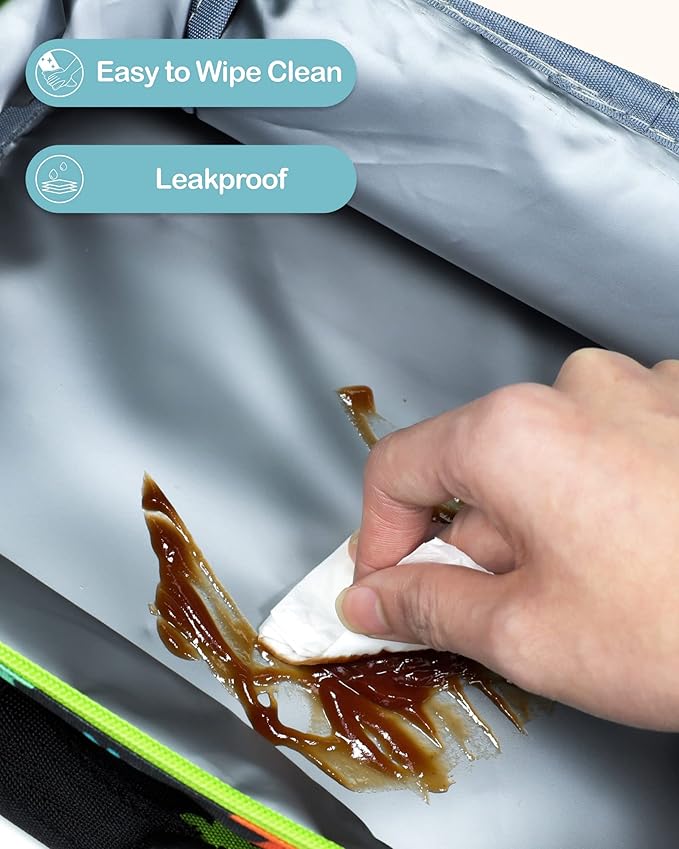 Bagseri Kids Lunch Bag Boys - Kids Lunch Box for Boys Reusable and Insulated Lunch Bag Toddler Lunch Box for Daycare and School, Black Dinosaur (Water Bottle Not Included)