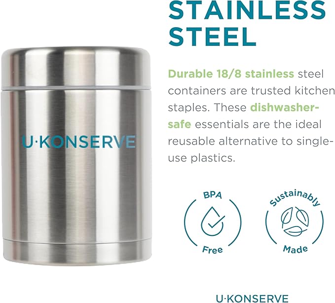 U Konserve Stainless Steel Insulated Food Jar – Vacuum Sealed Thermos for Hot and Cold Food – Wide Mouth - Leak-Proof Container – BPA Free – 12 Ounce