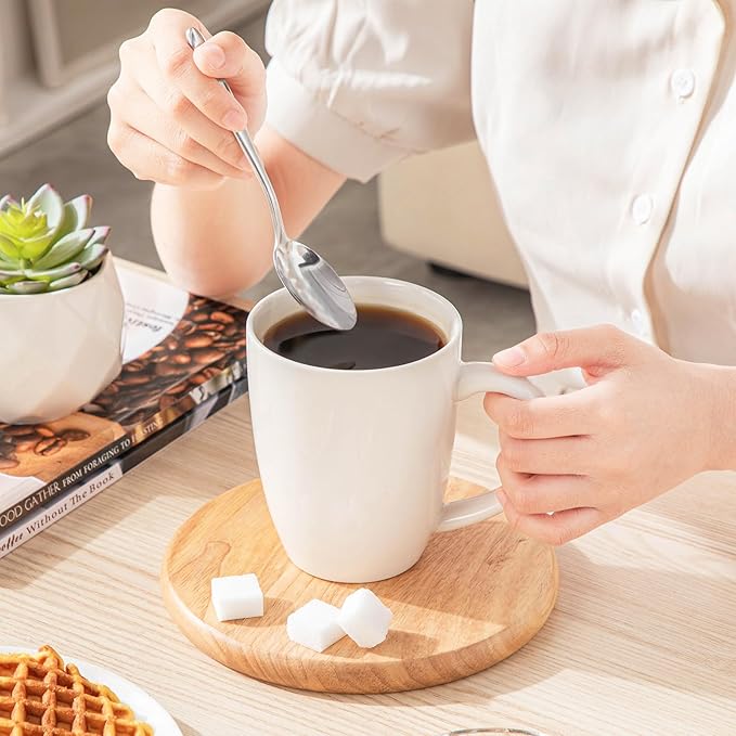 vancasso White Ceramic Coffee Mug Set of 6, 16 Oz Tea Cups with Handle for Latte, Tea, Cappuccino, Milk, Cocoa, Microwave&Dishwasher Safe