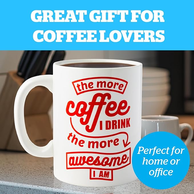 BigMouth Inc. Coffee Mug - “The More Coffee I Drink the More Awesome I am”, Giant-Sized Novelty Coffee Mug, 64 oz, Extra Large Mug