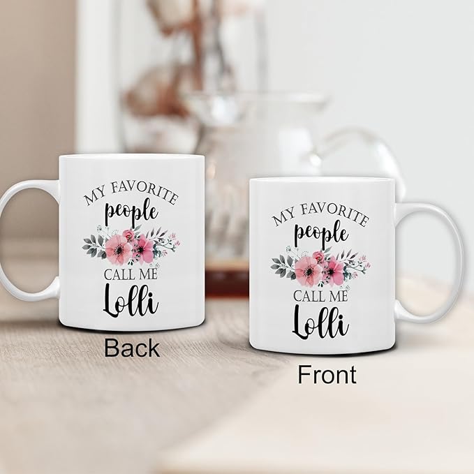 QASHWEY Lolli Coffee Mug, Lolli Gifts for Grandma, LolliGifts from Grandkids, Grandma Coffee Mugs, Mothers Day Mug Tea Cup Gifts forLolli,My Favorite People Call MeLolli CoffeeCup Ceramic 11oz