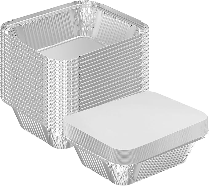 WANBAO 20 PACK 9.8"x7.2" Disposable Tin Foil Pans with Lids 4 LB Aluminum Pans To Go Containers for Cooking, Baking, Catering Party Meal Prep, Take Out, Freeze