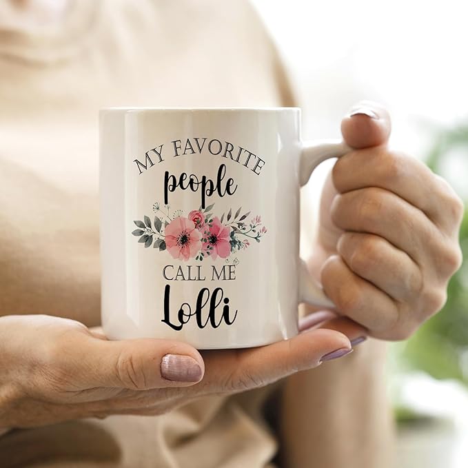 QASHWEY Lolli Coffee Mug, Lolli Gifts for Grandma, LolliGifts from Grandkids, Grandma Coffee Mugs, Mothers Day Mug Tea Cup Gifts forLolli,My Favorite People Call MeLolli CoffeeCup Ceramic 11oz
