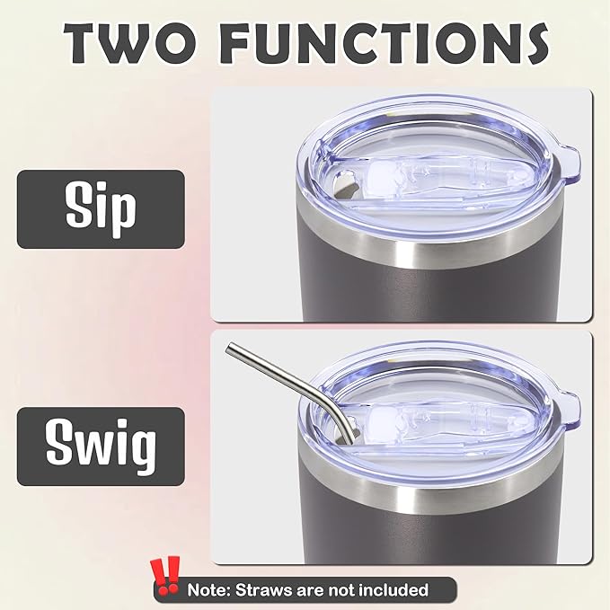 20oz Tumbler Stainless Steel Tumbler Cup with Lid Vacuum Insulated Double Wall Travel Mug, Durable Powder Coated Travel Coffee Tumbler Mug for Hot & Cold Drinks, Grey,4 Pack