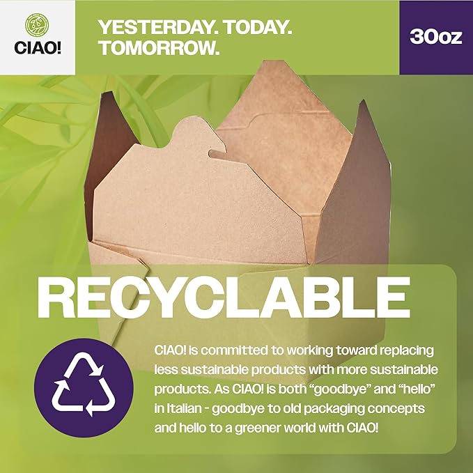 CIAO! Kraft Take Out Microwavable Food Containers, 30 oz No.1 (450/case)