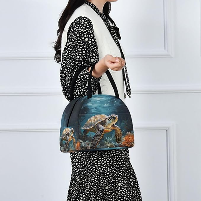 Sea Turtle Lunch Bag for Women Men Reusable Insulated Lunch Tote Bag for Office Work School Picnic Hiking
