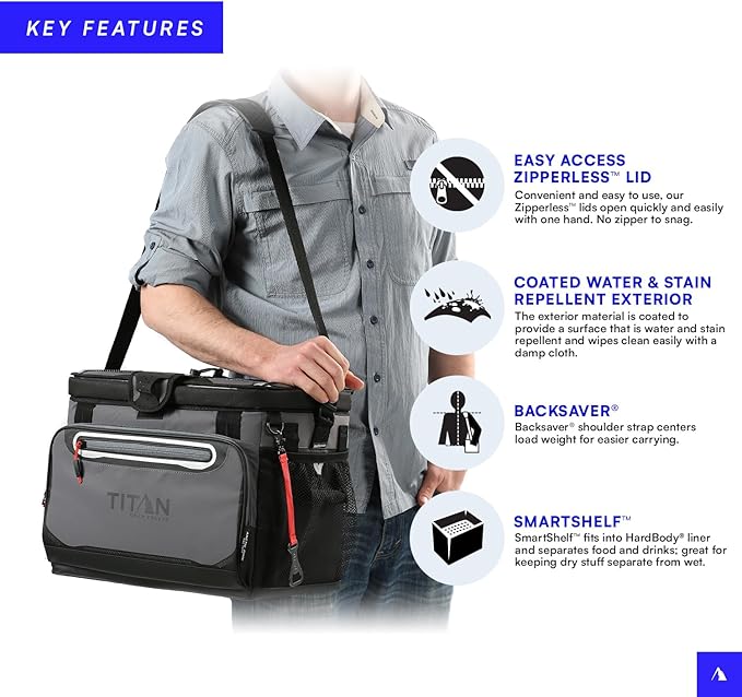 Titan by Arctic Zone Deep Freeze Cooler - Zipperless Hardbody Cooler - Deep Freeze Insulation, HardBody Liner, and SmartShelf