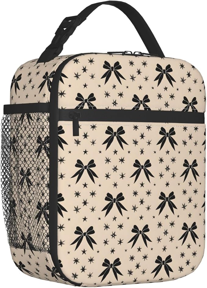 Bows and Stars Lunch Box for Women Men, Insulated Lunch Box, Reusable Lunch Bag for Office, Work, Picnic, Travel