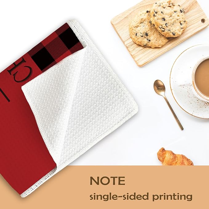 Christmas Kitchen Towels,Red Christmas Dish Towels Set of 2,Buffalo Check Plaid Tea Towels for Kitchen,Christmas Hand Towels for Bathroom,Gifts for Women,Housewarming Gifts 16×24 Inches