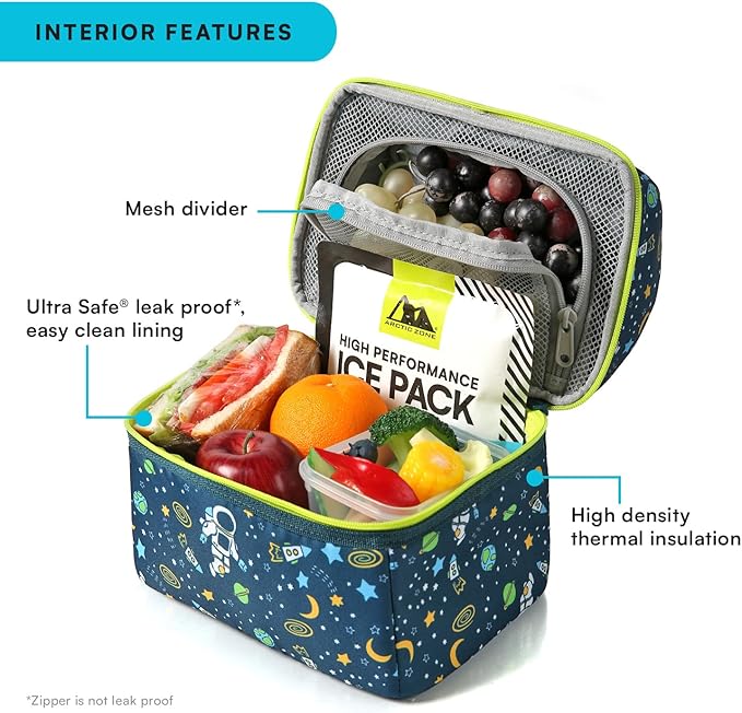 Arctic Zone Kids Lunch Bucket Combo with 210g Ice Pack and Sandwich Container, Space Odyssey