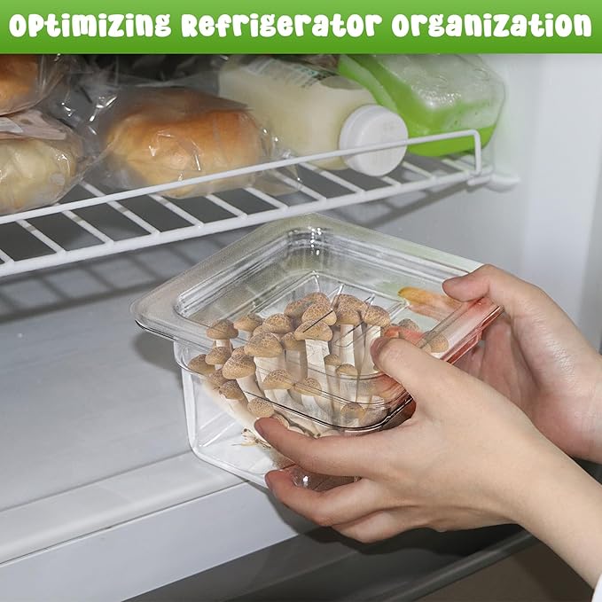 8 Set 1/6 Size Clear Polycarbonate Food Pans with Lids 4 Inch Deep Food Storage Containers Restaurant Hotel Pan with Lid Plastic Commercial Stackable Containers for Snack Fruits Vegetables Beans Corns