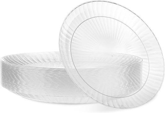 PLASTICPRO 30 Pack Crystal Like Clear Disposable 10 inch Plastic Plates Dinner Dishes Plates for Special Occasions Parties