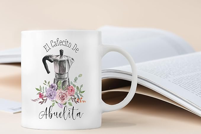QASHWEY Grandma Coffee Mugs, Abuelita Gifts, Grandma Gifts, Abuelita Grandma Mug Coffee Tea Cup Gifts for Grandma Spanish Abuelita, El Cafecito De Abuelita Coffee Cups Ceramic 11oz