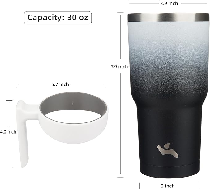 30 oz Tumbler with Handle and 2 Straw 2 Lid, Insulated Water Bottle Stainless Steel Vacuum Cup Reusable Travel Mug,Day Night