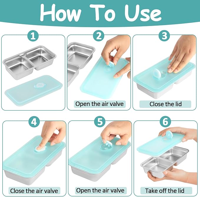 Stainless Steel Snack Containers Reusable - 2 Pack Grab and Go Snack Containers with Lids, 2 Compartment Snack Condiment Containers for Travel, Camping