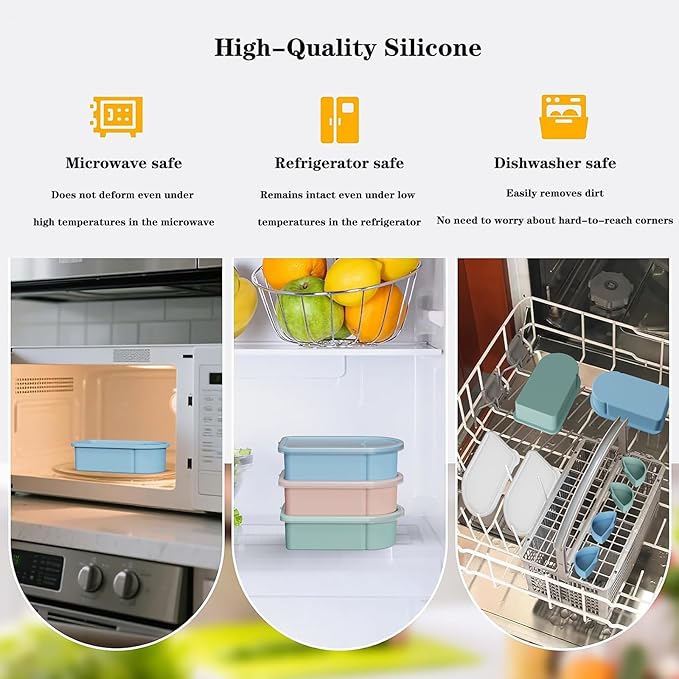 3 Pack Reusable Silicone Snack Containers with Lids, Salad Sauce Seasoning Container, Detachable design Mini Kids Snack Concainers for Travel, Office, Picnic