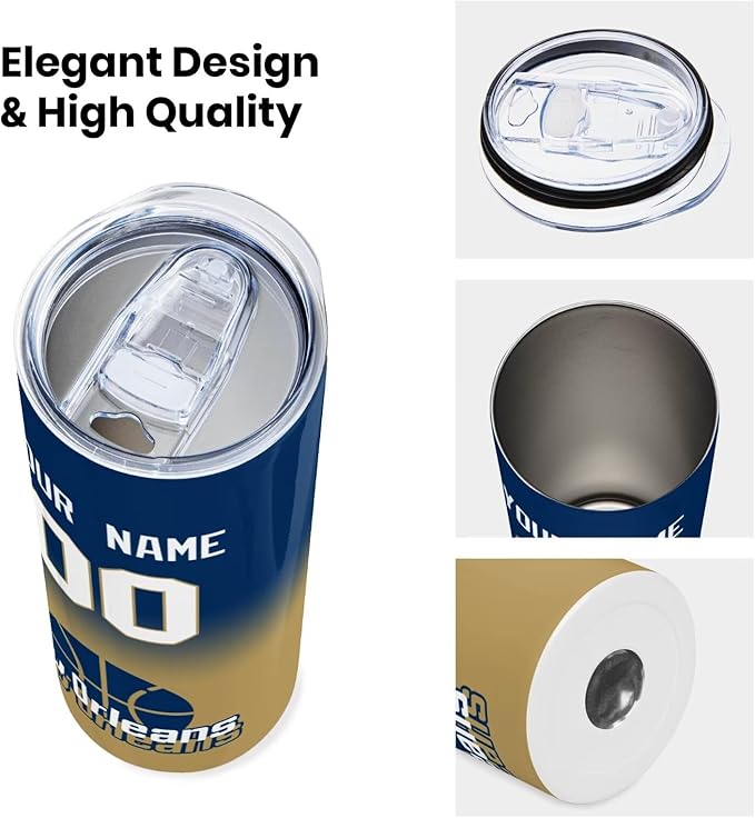 Custom Tumblers Stainless Steel Cup Personalized Basketball Insulation Travel Mug Add Your Name Number 20 oz Fans Gift for Men Women