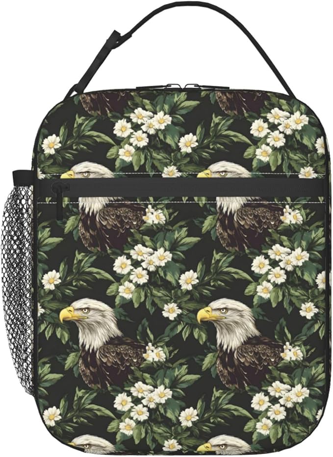 Bald Eagle Lunch Box for Teen Kids, Vintage Reusable Thermal Lunchbag, Picnic, School, Hiking, Fishing, Work, Bird Insulated Tote Cooler Bags for Adults Women Decor Gifts, Nature Theme