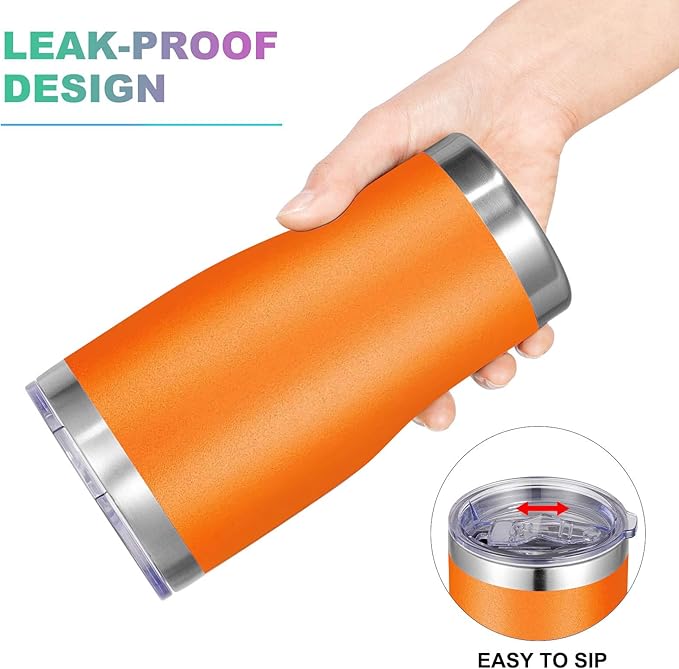 VEGOND 20oz Tumbler Stainless Steel Tumbler Cup with Lid And Straw Vacuum Insulated Double Wall Travel Coffee Mug(orange package 1)