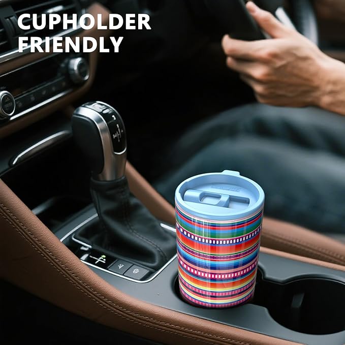 TILUCK 20 oz Tumbler with Leak-Proof Lid, Vacuum Insulated Stainless Steel Coffee Mug, Double-Walled Travel Tumbler for Hot and Cold Drinks(RainbowStripes, 20oz)