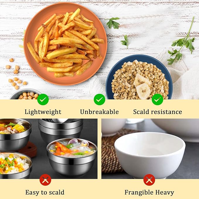 Premium Wheat Straw Dinnerware Sets for 4,Dishwasher & Microwave Safe Plates and Bowls Sets 20-Piece, Unbreakable and Lightweight Bowls for RV,Camping and Picnic,Kitchen Essentials - Multi color