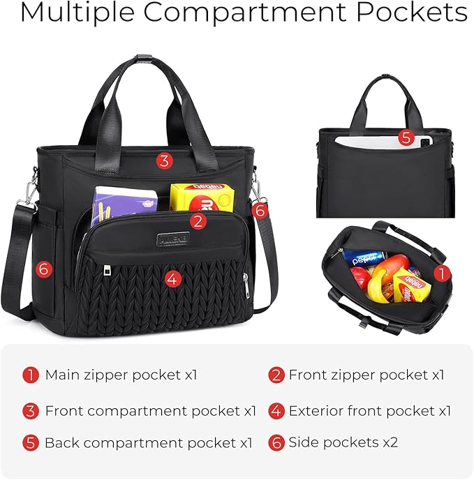 AIJIEKE Insulated Lunch Bag for Men Women, Lunch Box, Lunch Tote for Work, Large Leak Proof Cooler Bag with Removable Strap, Reusable Adult Lunchbag, Picnic, Office, Beach (A.Black)