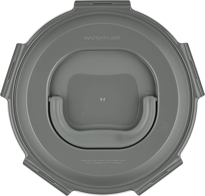 Rachael Ray Leak-Proof Nestable Container Food Storage Bin Set, 10-Piece, Clear with Gray Lids (Pack of 2)