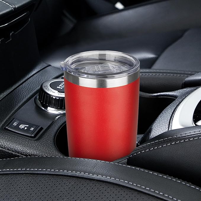 20oz Tumbler with Lid Stainless Steel Insulated Tumblers Travel Coffee Tumbler Bulk Double Wall Vacuum Insulated Water Cup Christmas Gifts for Women Men Her Him Home Office (Red, 1pack)