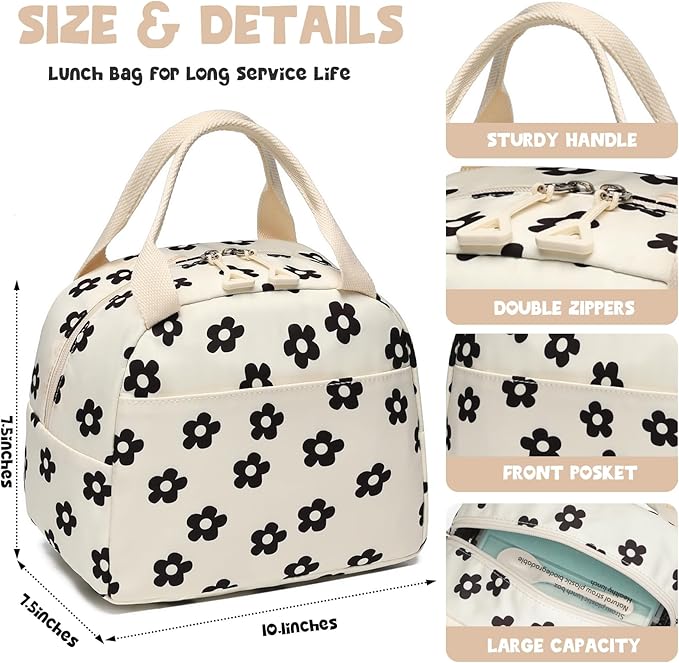 Bluboon Lunch Box for Women Cute Lunch Bag Reusable Insulated Lunch Bags Large Capacity Lunchbox Cooler for Work Picnic or Travel