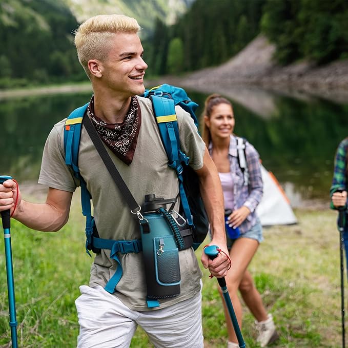 40 oz Insulated Water Bottle | Thickened Stainless Steel Vacuum Metal | Portable Sports Water Jug for Gym and Hiking with Straw, Carrier Bag, Handle Strap | BPA-Free 40 oz