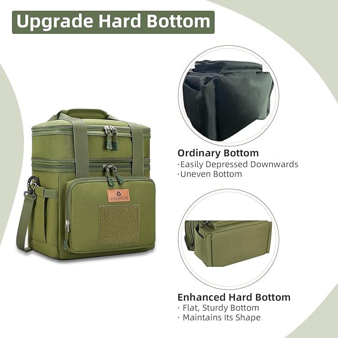 Tactical Lunch Bag, Large Expandable Lunch Box for Men, Durable Leakproof Cooler Bag with Molle Webbing, for Adults/Work Outdoor Picnic Trip Camping, 20 Can/15 L, Army Green