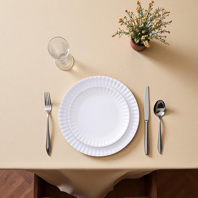 TP 8 inch Plates Set of 8, Melamine Round Plates for Salad Appetizer Dinner Lunch, Dessert Dishes for Indoors and Outdoors, White