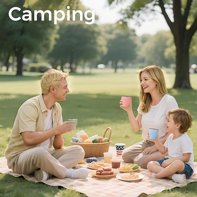 TakeToday Collapsible Travel Cup - Silicone Foldable Water Cup, BPA-Free with Lid & Waterproof Bag - Drinking Cup Set for Office, Camping & International Travel（8 Oz, Blue）