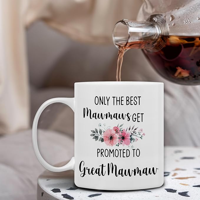 QASHWEY Great Mawmaw Gifts Mug, Great Grandma Gifts, Great Mawmaw to Be Gift Coffee Mug, Pregnancy Announcement Gift for Mawmaws New Great Grandma, Promoted to GreatMawmaw CoffeeCup Ceramic 11oz