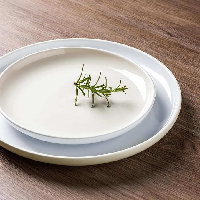 GBHOME 12 Pieces Ceramic Dinnerware Set, Modern White Dish Set for 4，Scratch Resistant Smooth Plates and Bowls Sets，Oven Safe，Microwave & Dishwasher