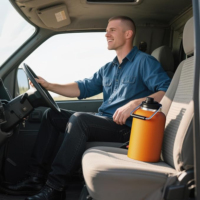 Zenbo One Gallon Jug with Straw, 128 oz Double Wall Vacuum Insulated Sports Water Bottle, Keeps Cold up to 48 Hours, Leak-Proof & Sweat-Proof Stainless Steel Water Jug for Gym, Outdoor & Camping