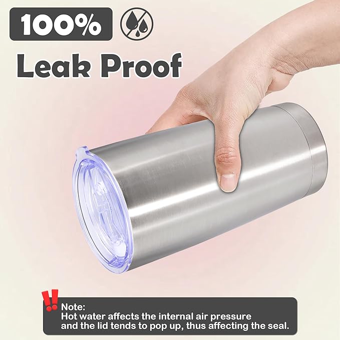 20oz Tumbler Bulk Stainless Steel Tumbler Cup with Lid Vacuum Insulated Double Wall Travel Mug, Durable Powder Coated Travel Coffee Tumbler Mug for Hot & Cold Drinks, Stainless Steel,8 Pack