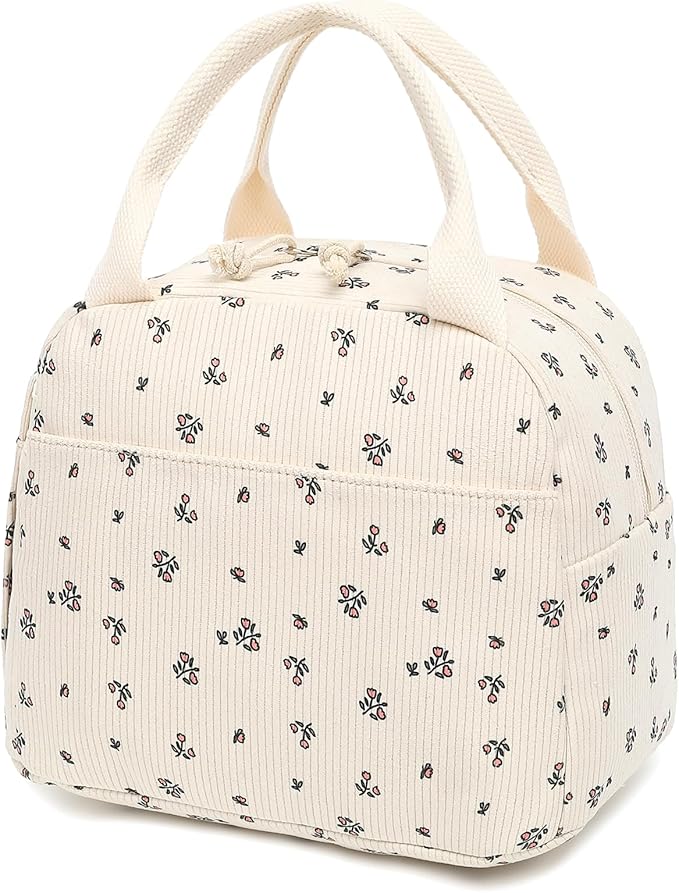 Bluboon Lunch Bag for Women Men Cute Corduroy Lunch Tote Bags Reusable Insulated Lunch Box Large Capacity Reusable Insulated Cooler for Work Picnic or Travel