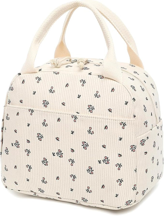 Bluboon Lunch Bag for Women Men Cute Corduroy Lunch Tote Bags Reusable Insulated Lunch Box Large Capacity Reusable Insulated Cooler for Work Picnic or Travel