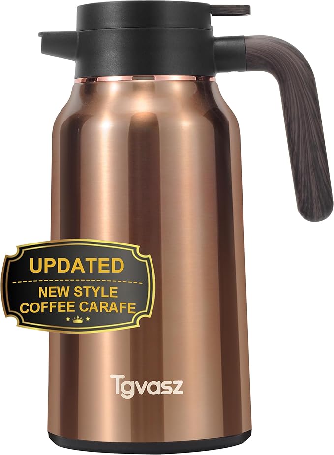 Thermal Coffee Carafe 70 oz - 36 Hour Hot (Fullness of Carafe) Carafes for Hot Liquids-Insulated Coffee Carafes For Keeping Hot/Cold Coffee, Tea, Water, Drink Dispenser for Parties(Gold)