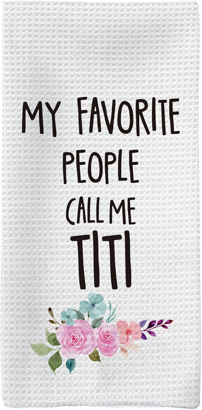 Titi Gifts Kitchen Towels, Best Titi Auntie Gifts Hand Towels, Auntie Aunt Gift from Niece Nephew Dish Towel Tea Towel for Kitchen, Gift for TitiAuntie, 16x24inch