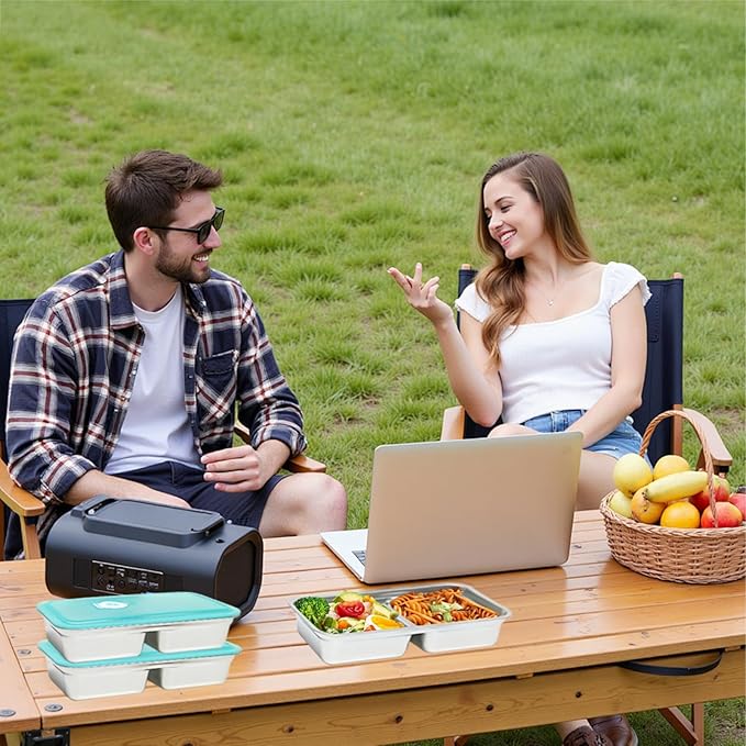 6 PCS Stainless Steel Snack Containers, Double Compartment Bento Box (30oz) with Leakproof Lids, Food Lunch Storage Box Dishwasher Safe & Reusable for Lunch Prep, Travel, Outdoor Camping