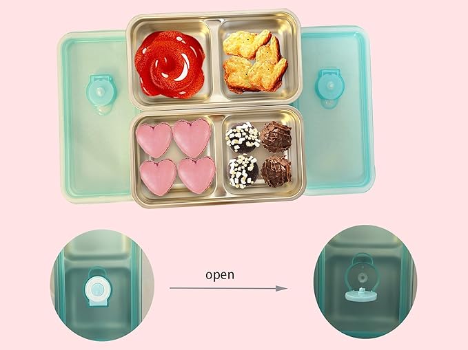 2pcs Grab and Go Snack Containers Stainless Steel, Reusable Snack Containers with Lids,Travel and Camping Food Storage