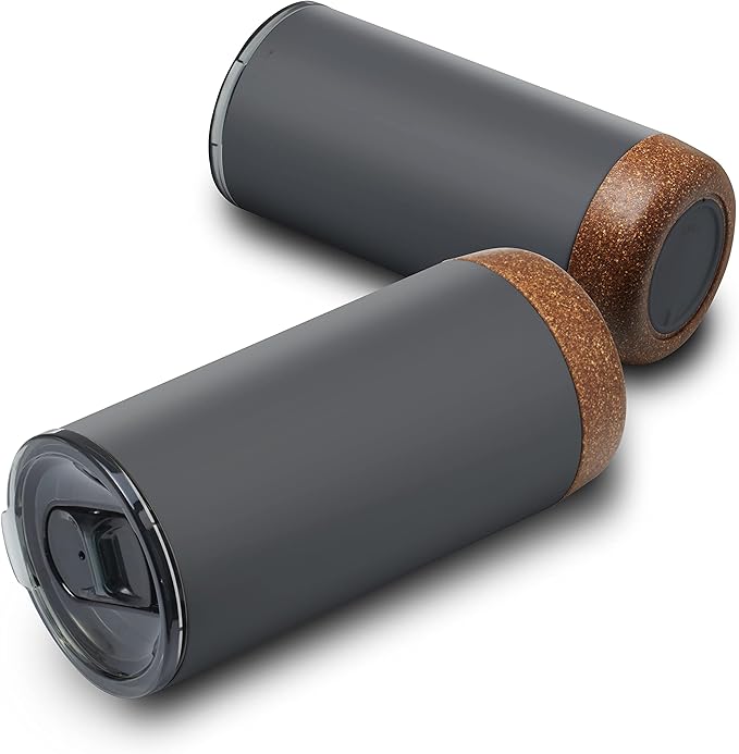 DISCOUNT PROMOS Travel Tumblers with Cork Bottom 16 oz. Set of 10, Bulk Pack - Double Wall Insulated, Matte Finish, Perfect for Iced Coffee, Soda, Other Beverages - Grey