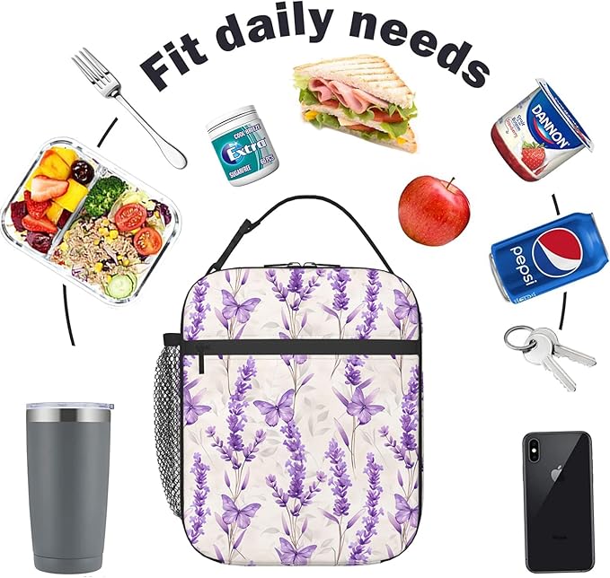 Reusable Floral Rose Lunch Box for Kids Girls Boys Women Adult, Insulated Vintage Flower Lunch Bag,Polyester Cooler Handbags Case for School Picnic Work Travel Beach or Hiking