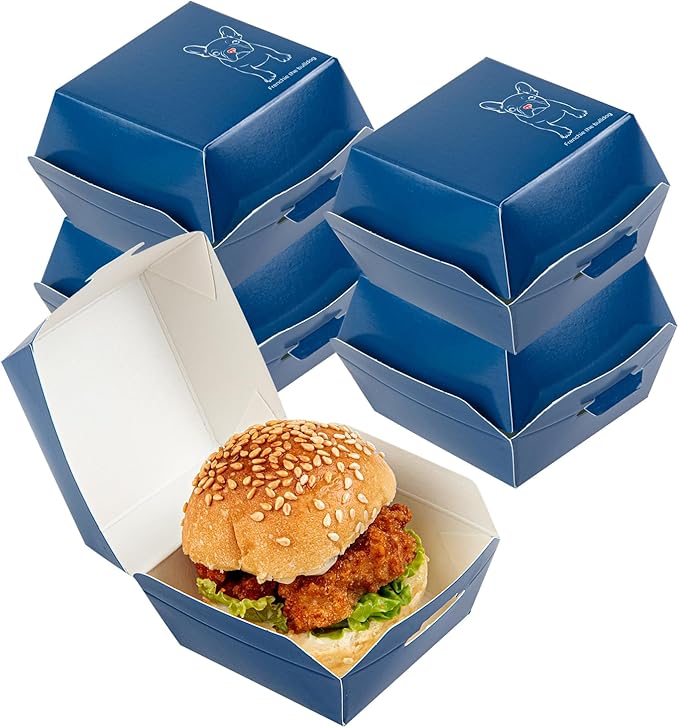 Restaurantware 2.5 x 2.5 x 2 Inch Mini Burger Boxes 100 Clamshell Food Containers - Hinged Lid Disposable Frenchie Paper Take Out Boxes Serve Sliders Or Finger Foods