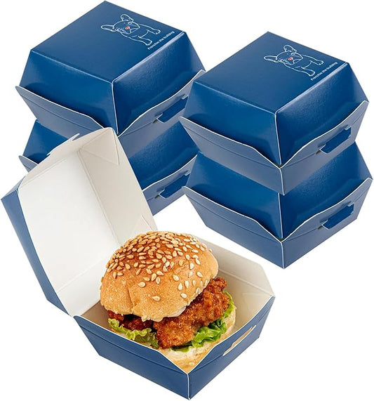 Restaurantware 2.5 x 2.5 x 2 Inch Mini Burger Boxes 100 Clamshell Food Containers - Hinged Lid Disposable Frenchie Paper Take Out Boxes Serve Sliders Or Finger Foods