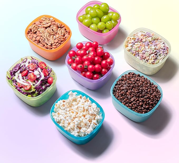 7-Piece Meal Prep Containers — 3.75-Cup Reusable Airtight Plastic Food Storage Containers with Lids, BPA-Free, Microwave/Freezer/Fridge Safe, Stackable Lunch & Leftovers Organizer(900ml)